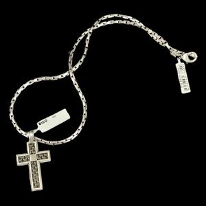 Cross Pendant with 33” Necklace, Mens Jewelry Cross Set By Bico Australia NWT